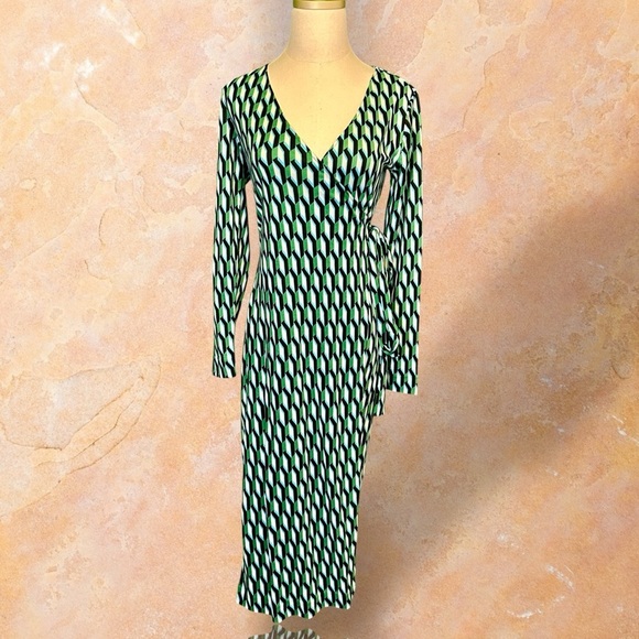 NWT Diane von Furstenberg for Target Long Sleeve Midi Geo Print Wrap Dress XS - Picture 4 of 16